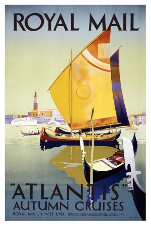 Royal Mail Atlantis Autumn Cruises vintage travel poster
